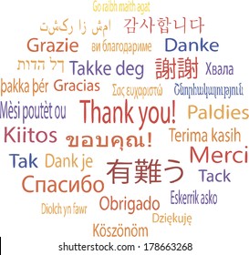 Thank You in many languages, vector illustration