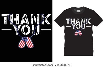 Thank you, Memorial day vector t-shirt design. Memorial day t-shirt design with motivational quote. T shirt design template, vector design and any print, clothes, poster, Illustration, background.