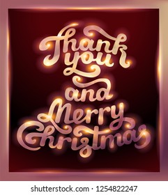 Thank you and merry christmas hand lettering vector illustration