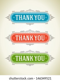 Thank you message and antique frame design element 