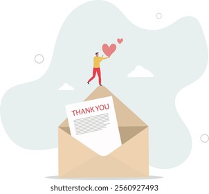 Thank you message, appreciation or greeting to client, customer or employee communication,flat characters.