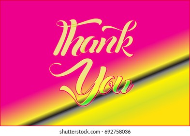 Thank you message card lettering typography. Vector background.
