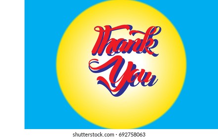 Thank you message card lettering typography. Vector background.