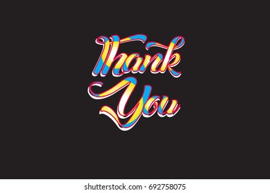 Thank you message card lettering typography. Vector background.