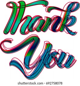 Thank you message card lettering typography. Vector background.