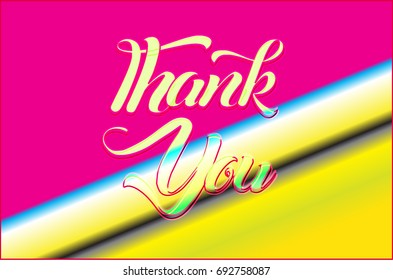 Thank you message card lettering typography. Vector background.