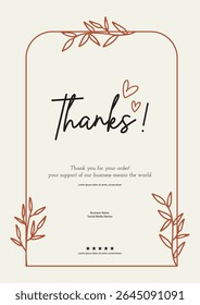 Thank you message for card, Thank you card template Vector design.