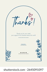 Thank you message for card, Thank you card template Vector design.