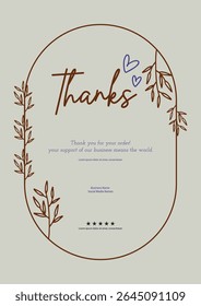 Thank you message for card, Thank you card template Vector design.