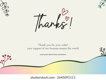 Thank you message for card, Thank you card template Vector design.