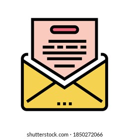 thank you message, color letter icon vector. thanks message, letter sign. isolated symbol illustration