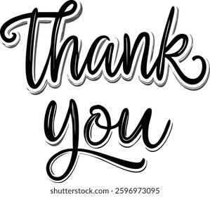 Thank You message design for various uses.A bold, stylized "Thank You" graphic with a modern, hand-drawn look.