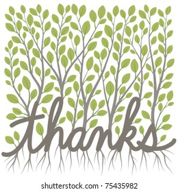 Thank You Message Made Growing Branches Stock Vector (Royalty Free ...