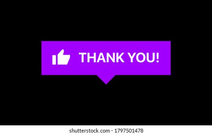 Thank You Message. Thank You Notification. Social Media Reaction Vector Illustration On Black Background svg