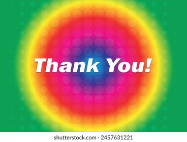 Thank you message on colorful halftone background. greeting card, vector, banner, poster