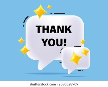 Thank You message in speech bubble isolated on background. Gratitude banner design. Ideal for appreciation post, customer service, social media, etc. Vector illustration