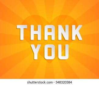 Thank You message text Greeting Card design template. Retro vector background.