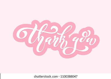 thank you. Modern brush calligraphy. Hand drawn design elements. Logos and emblems for invitation, greeting card, t-shirt. Vector illustration.
