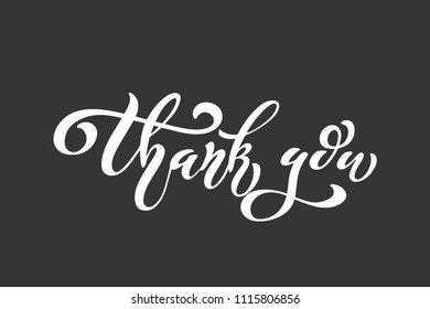 thank you. Modern brush calligraphy. Hand drawn design elements. Logos and emblems for invitation, greeting card, t-shirt. Vector illustration.