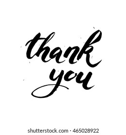 Thank you. Modern brush calligraphy. Handwritten ink lettering. Hand drawn design elements.