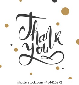 Thank you. Modern brush lettering. Handwritten ink lettering. Hand drawn design elements. Vector illustration. Calligraphy with gratitude