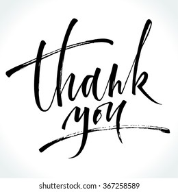 Thank You modern calligraphy. Brush painted letters. Vector illustration.