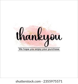 Thank you - modern design with calligraphic inscription and watercolor effect on background. Vector typography.