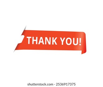 Thank you modern design element or banner template. Red vector isolated white background.