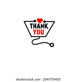 Thank You. Modern Lettering with Heart icon. Vector typography.