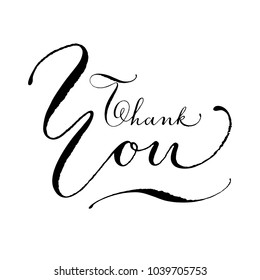 Thank you Mom, cute mother's day hand lettering message. Elegant laconic gratitude postcard for mother in black and white, vector