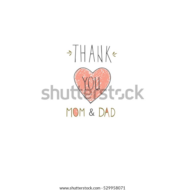 Thank You Mom Dad Design Congratulate Stock Vector Royalty Free