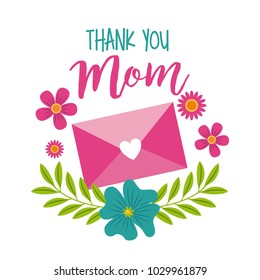 thank you mom message envelope floral decoration