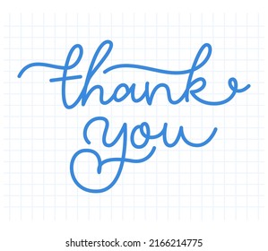 Thank You Monoline Lettering. Hand drawn lettering. Thank You calligraphy. Thank you card.