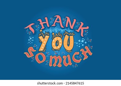 Thank you so much cute greeting card Royalty Free Vector