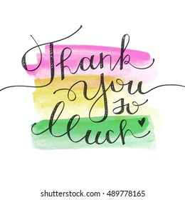 thank you so much, vector lettering on watercolor brushstrokes