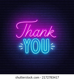 Thank You Neon Sign On Brick Stock Vector (Royalty Free) 2172783417 ...