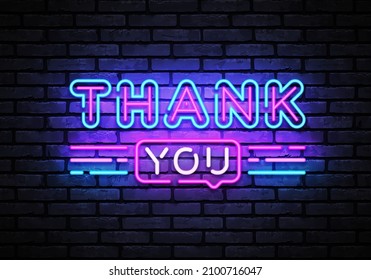 Thank You Neon Sign Vector. Vintage thank you neon, great design for any purposes. Design template