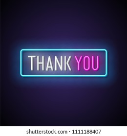 Thank you neon signboard. Vector illustration.