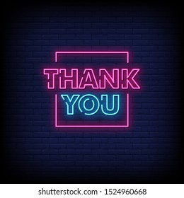 Thank You Neon Signs Style Text Vector