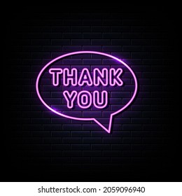 Thank you neon signs vector. Design template neon sign