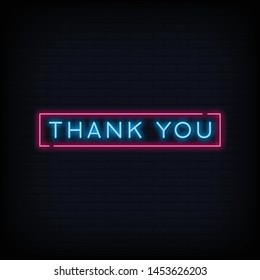Thank You  neon text sign vector. Light Banner  poster. Vector