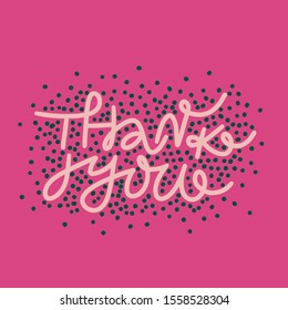 Thank You!. New year wishes card design. vintage stilization. cartoon style lettering with  stars and details.
