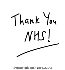 Thank You NHS! handwritten on a white background.