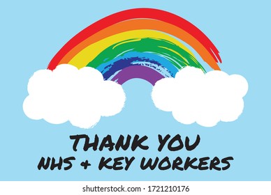 Thank You NHS And Hey Workers Rainbow Vector