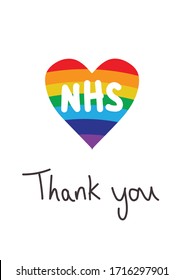 Thank you NHS loveheart rainbow vector- Coronavirus pandemic 2020