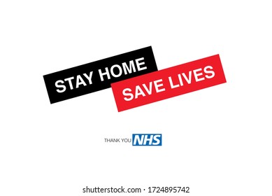 Thank You NHS, Stay At Home, Save Lives Posters Logos Vectors Rainbow UK