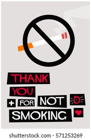 Thank You For Not Smoking (Flat Style Vector Illustration Sign Poster Design)