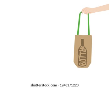 Thank you for not using Plastic Bags, People hold hand paper bag, cloth bag, No Plastic Bag Concept, save world, protect animals flat design vector.