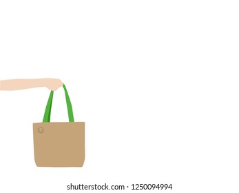 Thank you for not using Plastic Bags, People hold hand paper bag, cloth bag, No Plastic Bag Concept, save world, protect animals flat design vector.