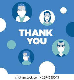 Thank You Note Design for Group of Medical Staff Wearing Protective Masks